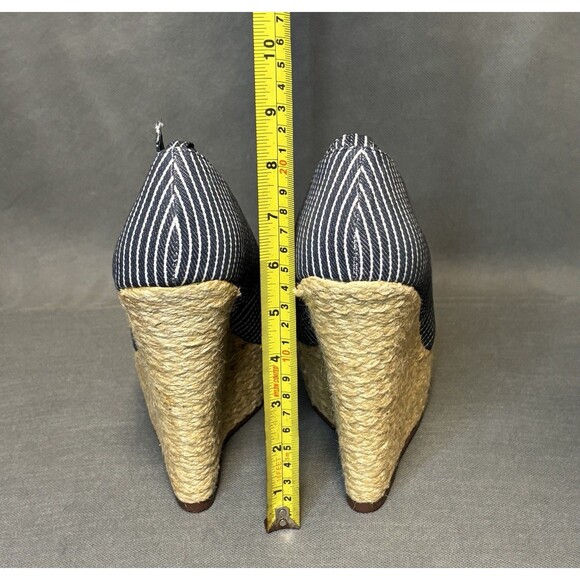 Shoedazzle Wedge Heels Size 9.5 US Navy/White w/Bow & Ankle Strap-New - Picture 4 of 9